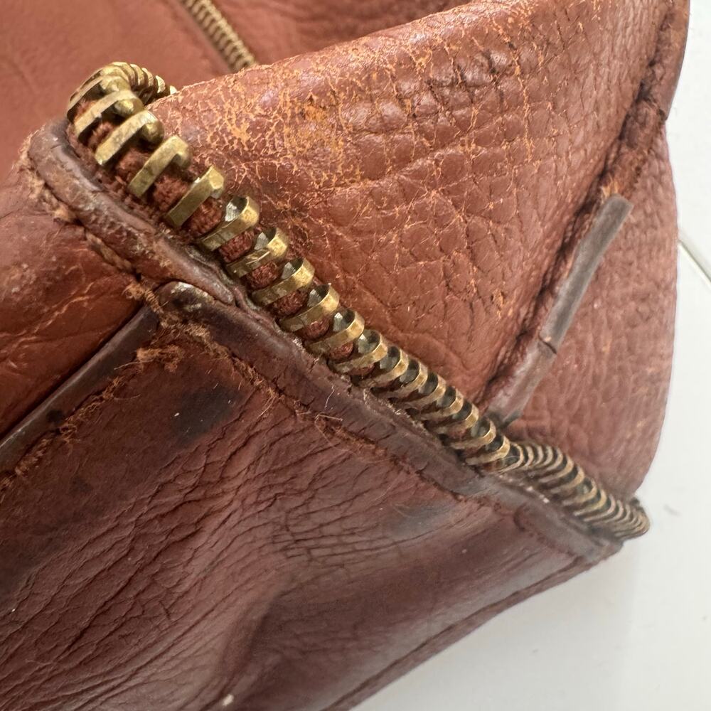 Botkier Brown Leather Tote Bag Pebbled Leather Zipper Detail Snap Soho Read - Picture 8 of 14